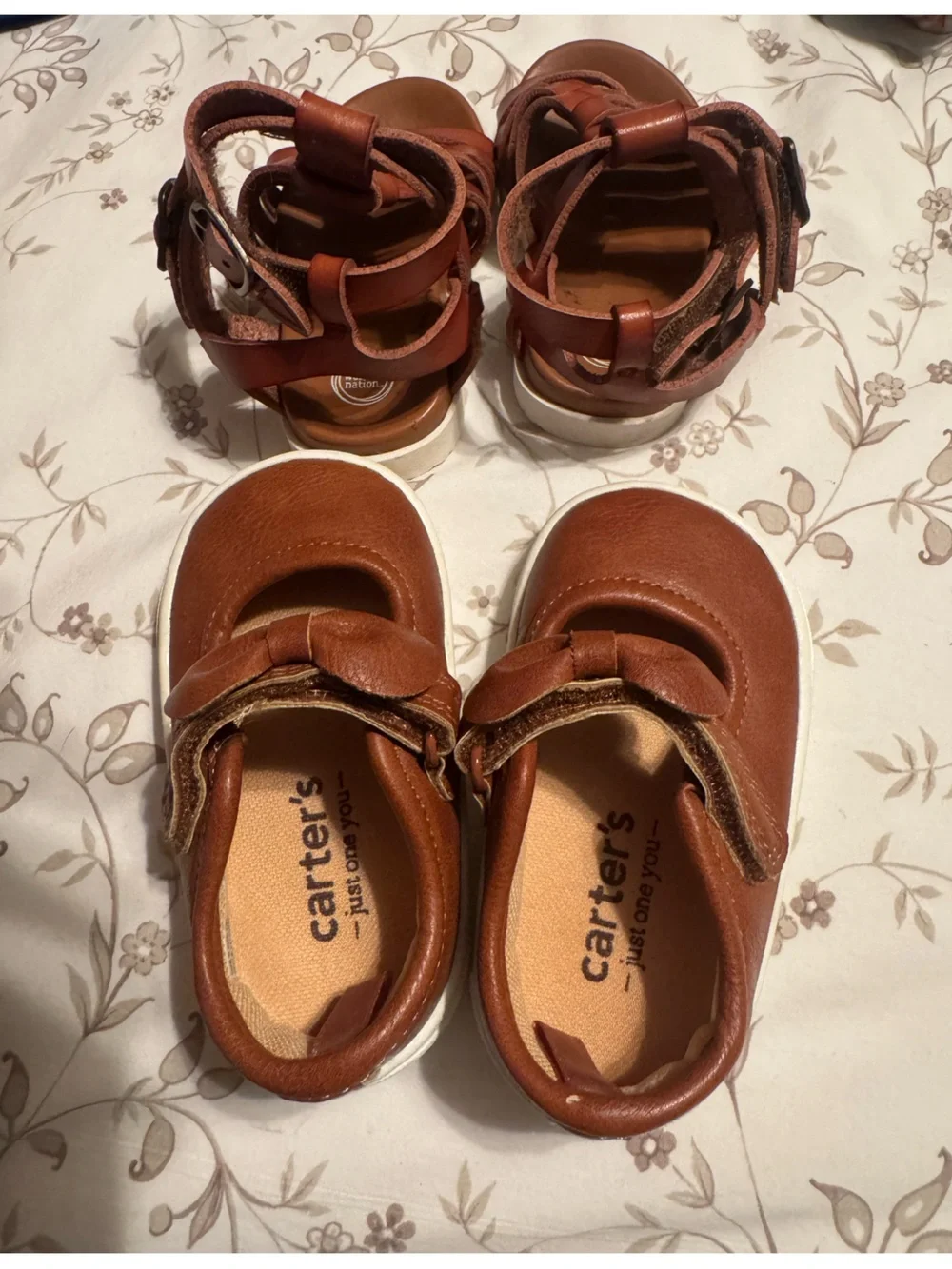 2 pairs of shoes! Brown Leather Kids shoes and Sandals